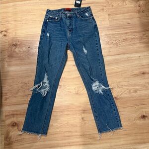 Signature8 Ripped Blue Straight Leg Jeans Large